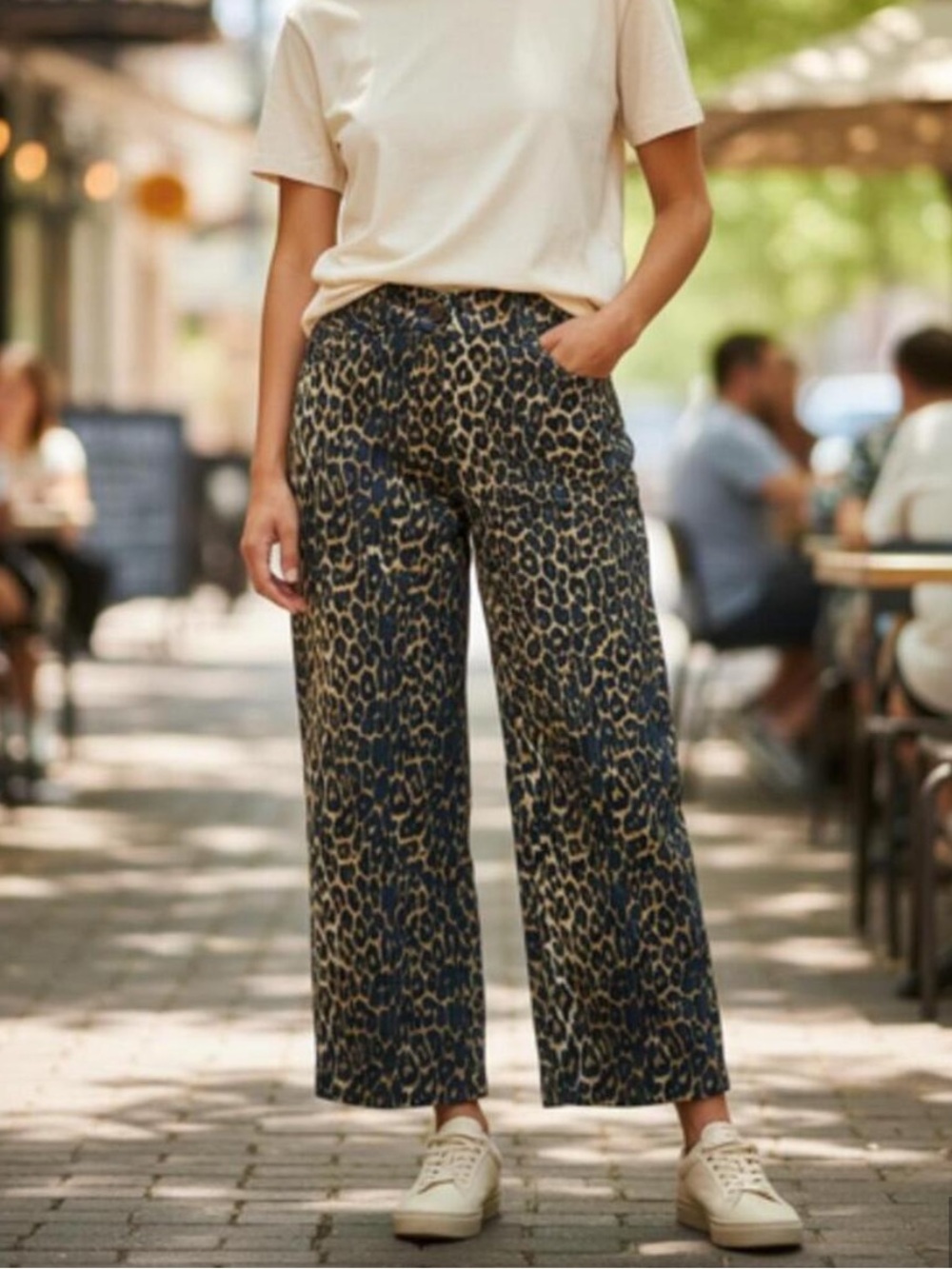 Nicole Miller Leopard-Print Wide Leg Pants